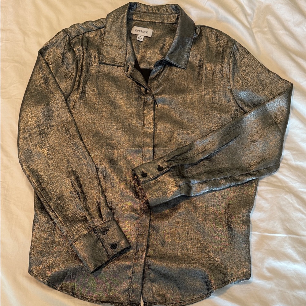 Evereve Metallic Button-Up Shirt